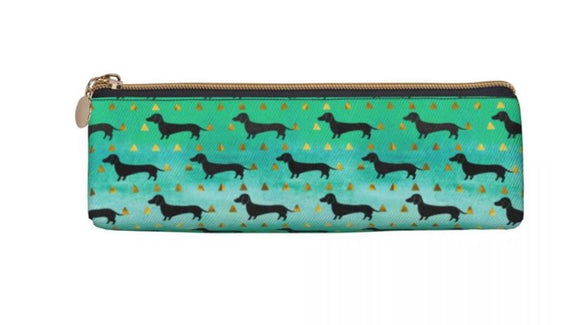 Long Dog Pencil Case - Green