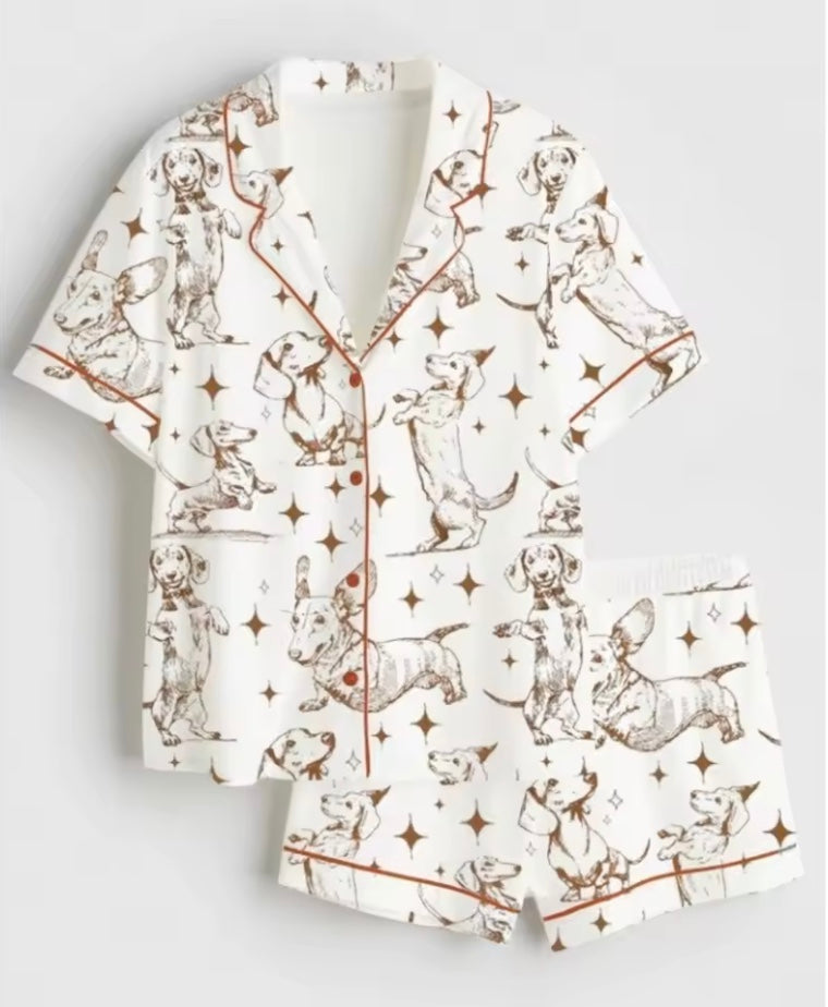 Dachshund Print Summer Pajama Set