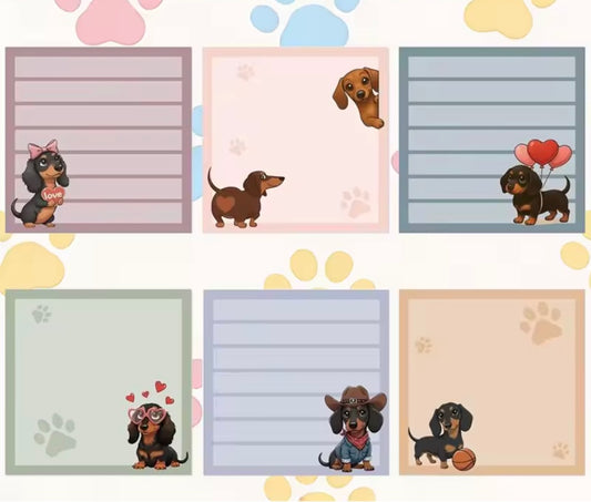 Set of 6 Dachshund Sticky Notes