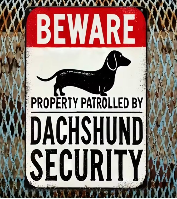 Dachshund Security Retro Metal Sign