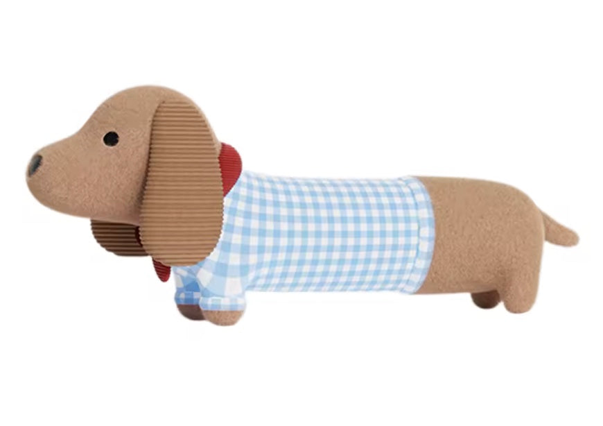 Greta Gingham Squeaky Weenie Dog Toy