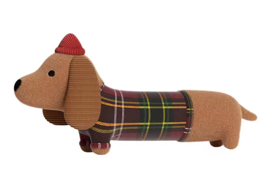 Peter Plaid Squeaky Weenie Dog Toy