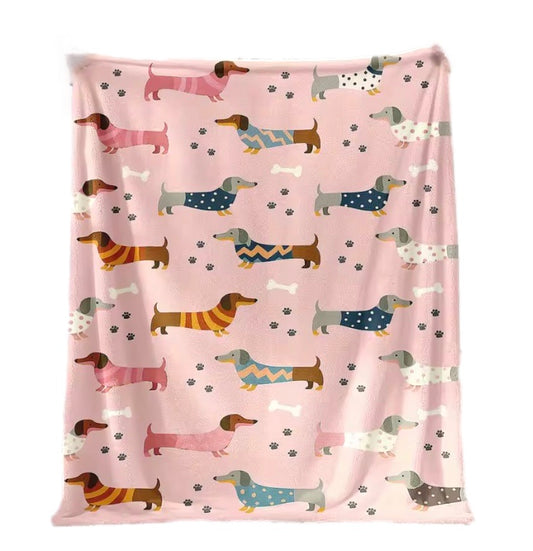 Plush Pink Dachshund Blanket