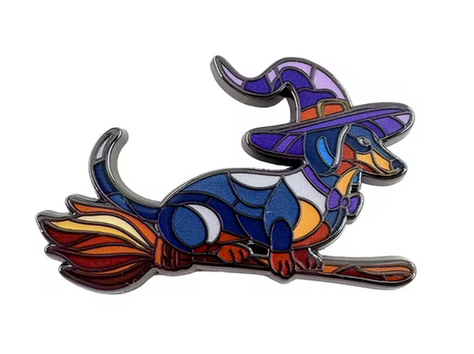 Dachshund Witch Enamel Pin