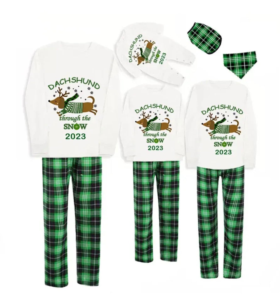 2023 Family Holiday Jammies Green Plaid WeenieWarmers