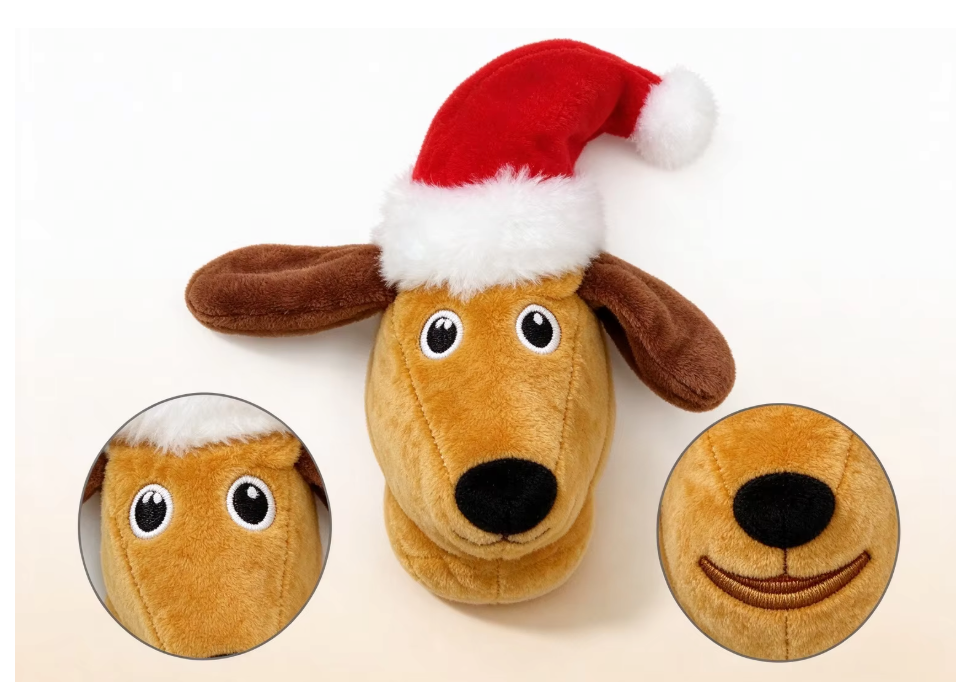 Holiday Hot Dog Squeaky Weenie Plush Dog Toy