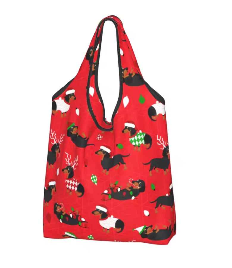 Holiday Dachshund Foldable Shopping Bag