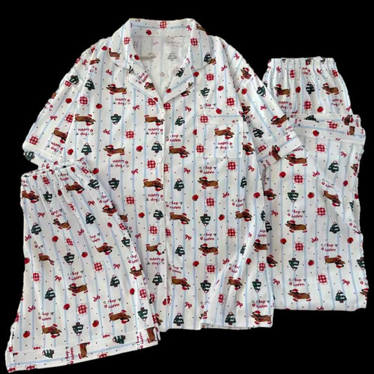 Santa Dachshund 3-Piece Pajama Set