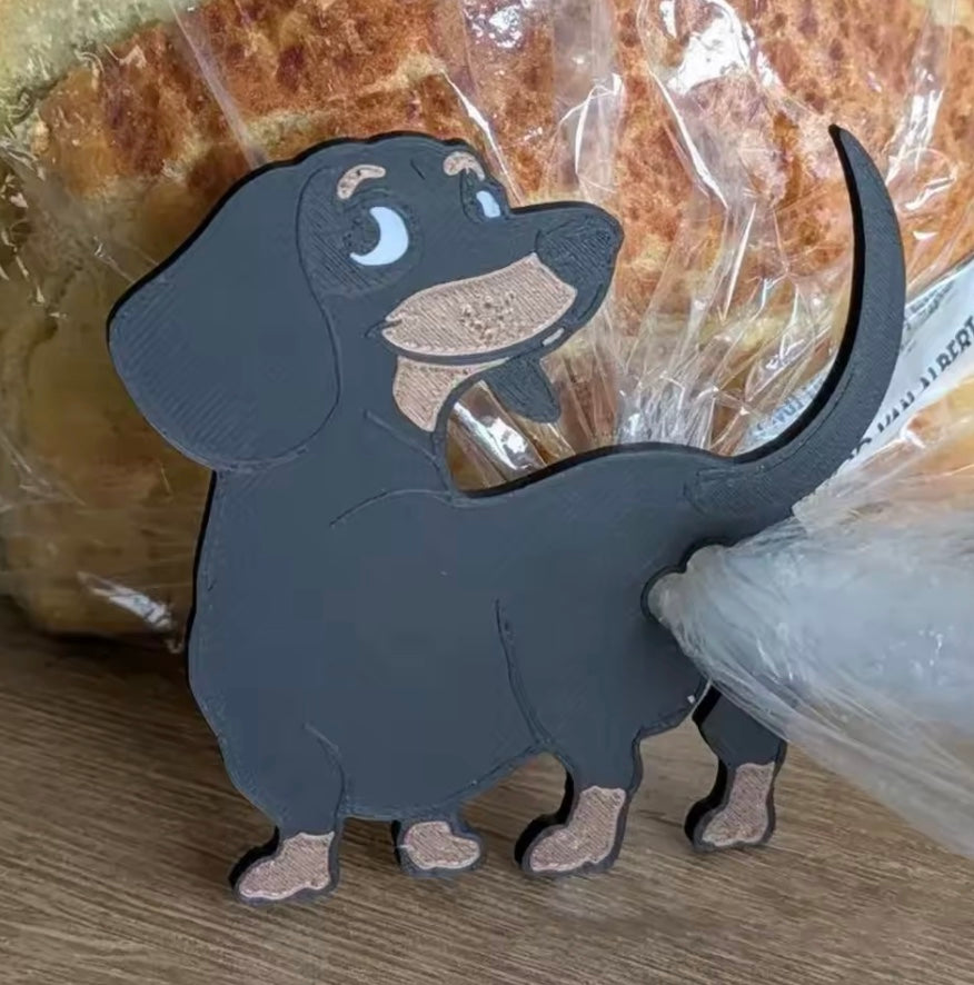 Set of 3  Black & Tan Dachshund Bread Bag Ties