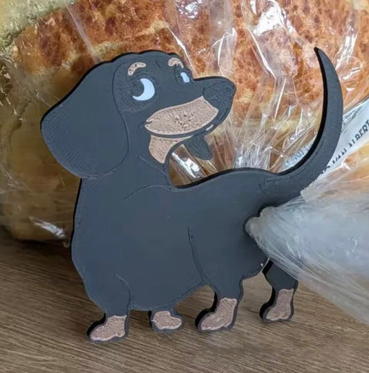 Set of 3  Black & Tan Dachshund Bread Bag Ties