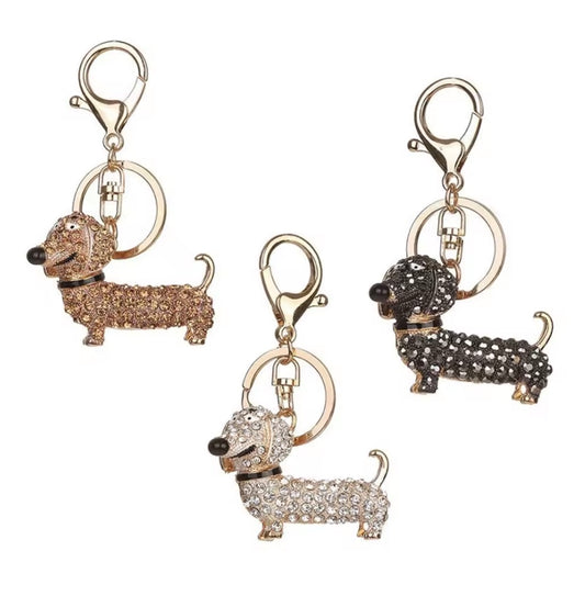 Rhinestone Dachshund Tassel Keychain