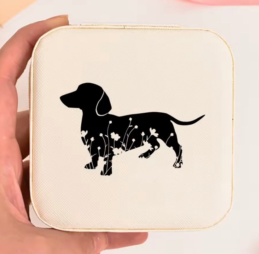 Travel Jewelry Box - Dachshund Flowers