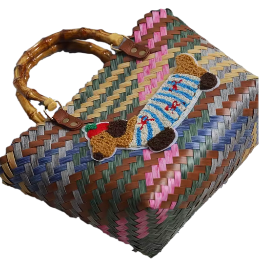 Woven Summer Dachshund Tote