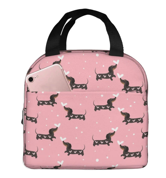 Pink Dachshunds Insulated Lunch Bag