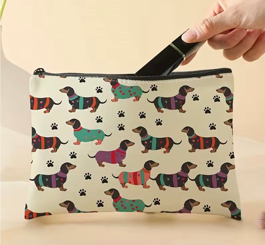 Dachshund Travel Cosmetic Zippered Bag