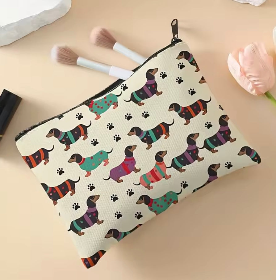 Dachshund Travel Cosmetic Zippered Bag