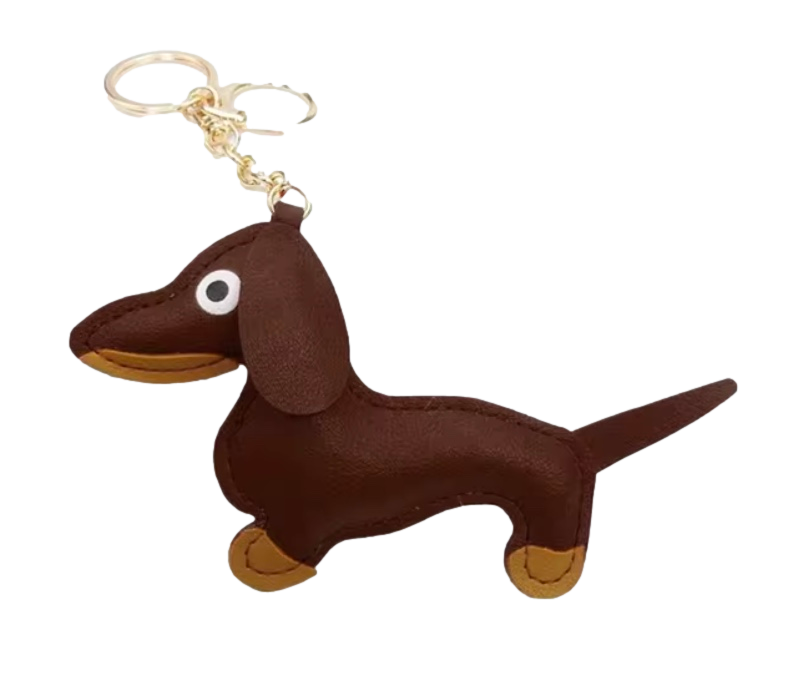 Leather Dachshund Keychain