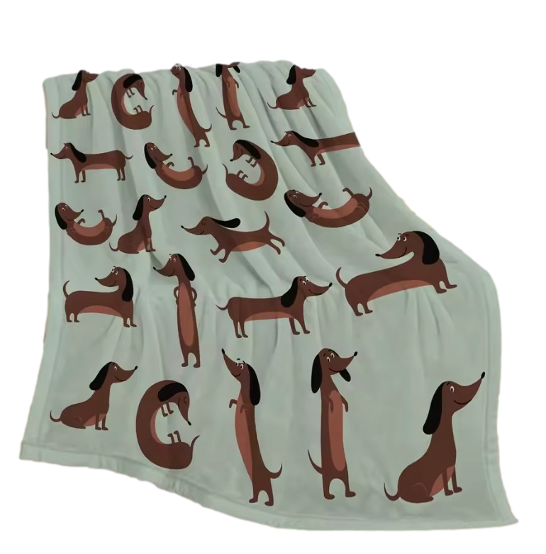 Plush Sage Dachshund Blanket