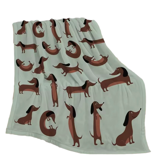 Plush Sage Dachshund Blanket