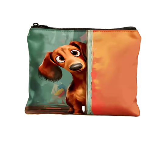 Orange & Teal Dachshund Zippered Bag