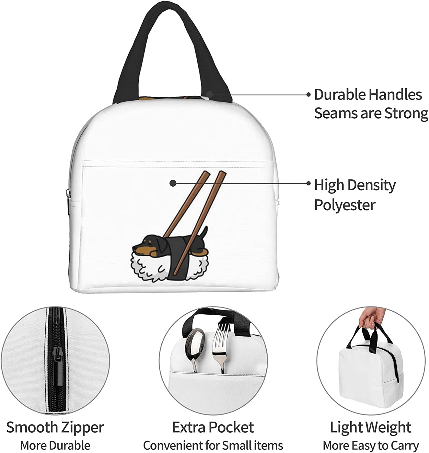 Green Dachshunds with Daisies Insulated Lunch Bag