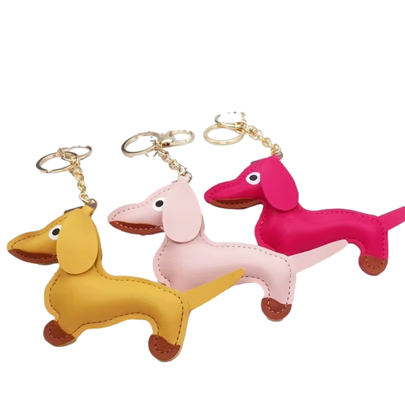 Leather Dachshund Keychain