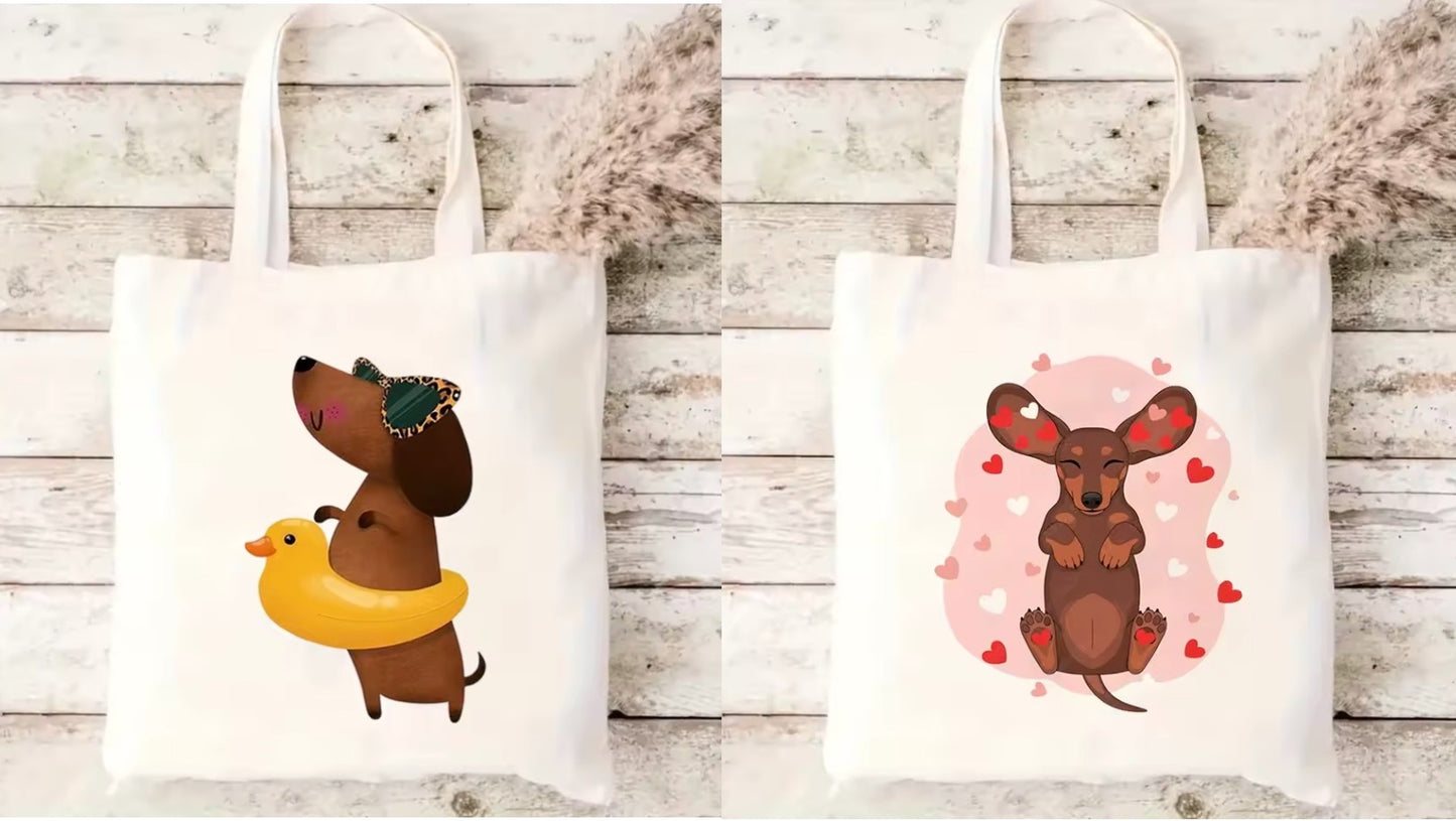 Summer Love Dachshunds Canvas Tote Bag