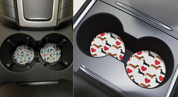 Dachshund Print Cup Holder Car Coasters