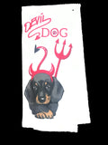 Devil Dog Dachshund Dish Towel