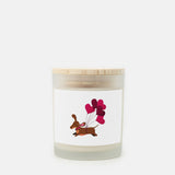 Love Dachshund Hand Poured Frosted Glass Candle