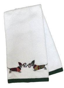 Festive Dachshunds Hand Towel