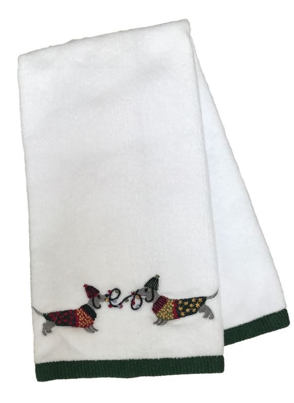 Festive Dachshunds Hand Towel