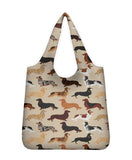 Tan Long Hair & Piebald Foldable Reusable Shopping Bag