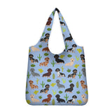 Light Blue Desert Dachshunds Foldable Reusable Shopping Bag
