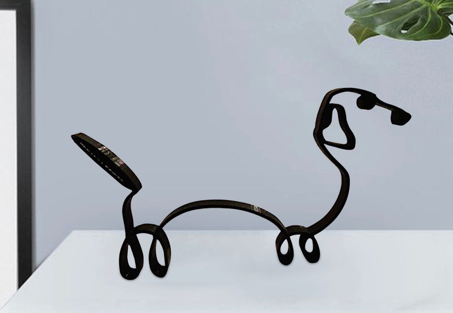 Metal Dachshund Outline Desk Sculpture