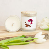 Love Dachshund Hand Poured Frosted Glass Candle