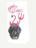 Devil Dog Dachshund Dish Towel