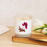 Love Dachshund Hand Poured Frosted Glass Candle