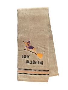 Gray Happy Halloweenie Hand Towel