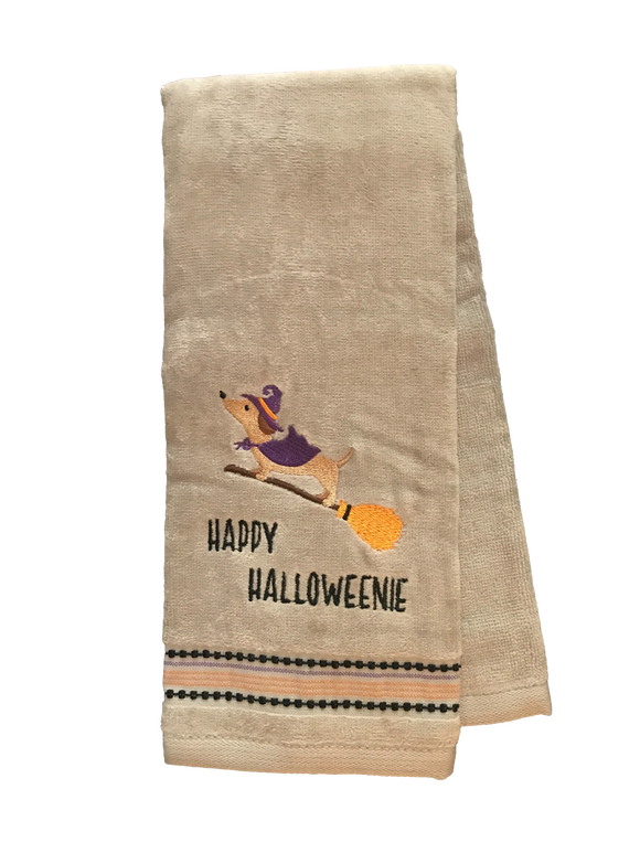 Gray Happy Halloweenie Hand Towel