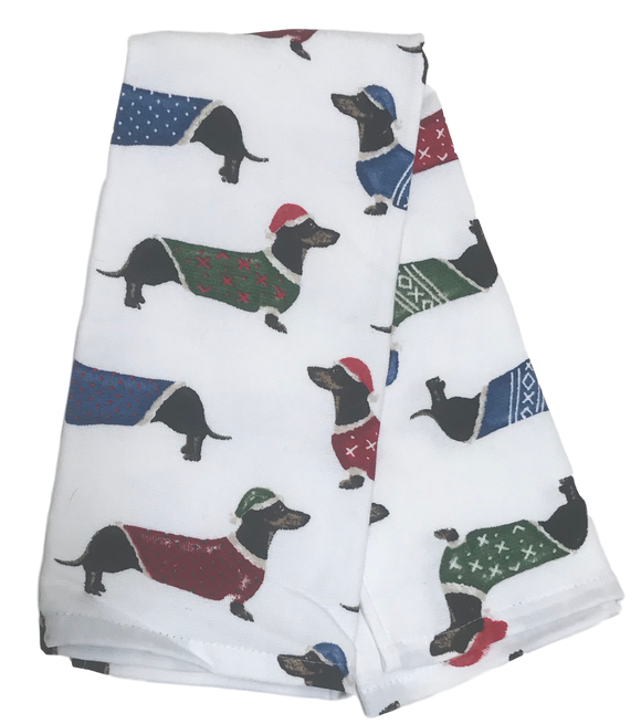 Holiday Dachshunds Dish Towel