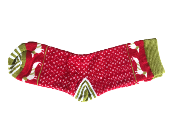 Red Dachshund Crew Length Socks