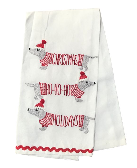 HoHo Holiday Dachshund Dish Towel