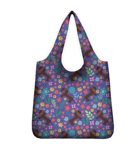 Purple Flower Foldable Reusable Shopping Bag