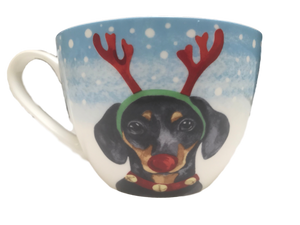 Reindeer Dachshund Holiday Coffee Mug