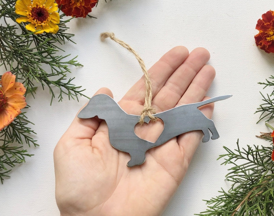 Dachshund Heart Rustic Ornament