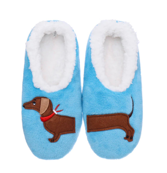 Blue Dachshund Slippers