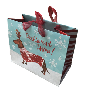 Dachshund Through the Snow Small Holiday Gift Bag