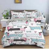 Pink & Blue Dachshund Bedding Set