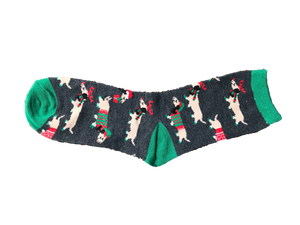 Gray Reindeer Dachshund Women's Crew Length Socks